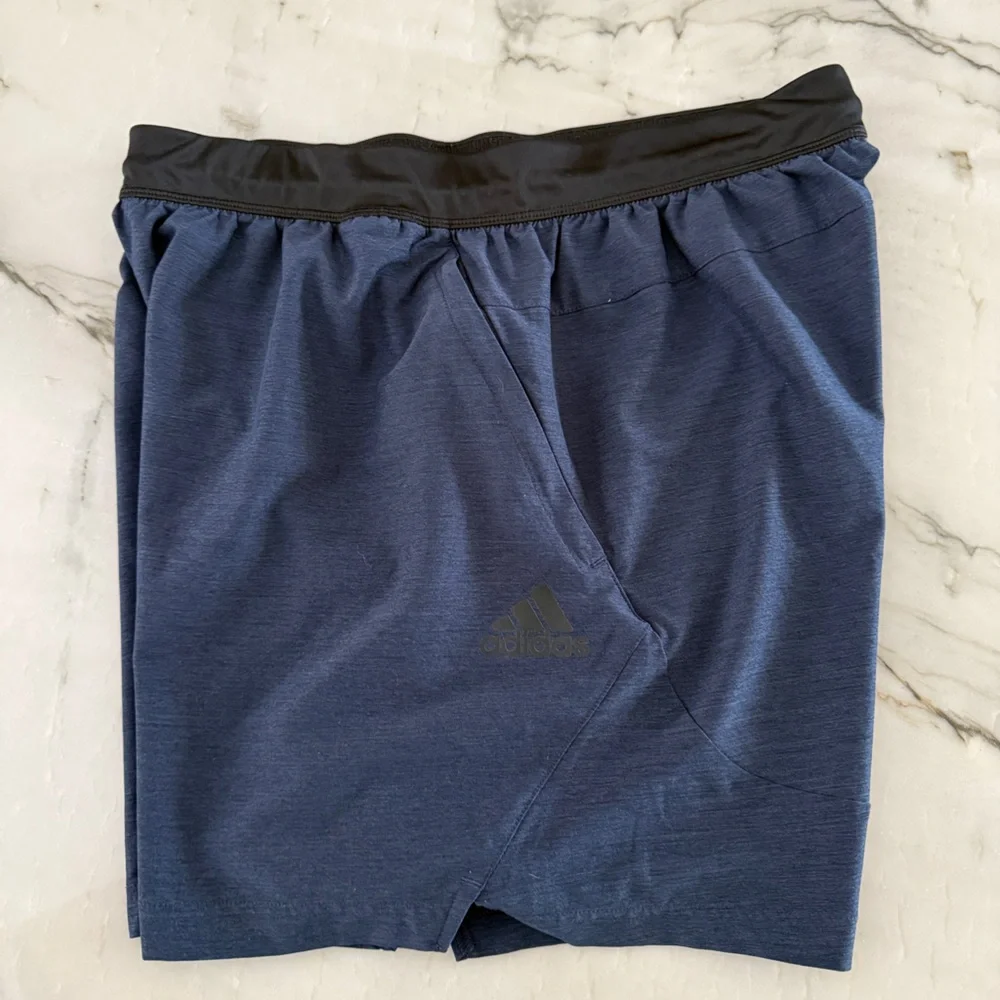Adidas Aeroready Athletic Gym Shorts Zipper Pockets Navy Blue Men’s Large‎ Large